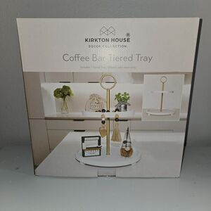 Kirkton House 2-Tier Light White Round Tray, 9" & 12.6", Handles, Decorative New